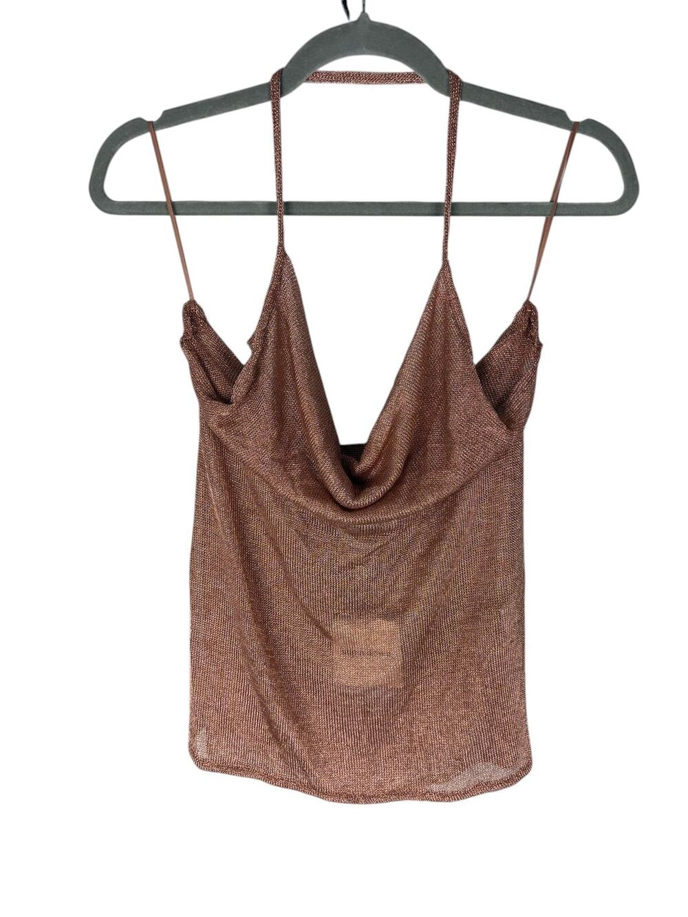 Superdown Metallic Knit Tank Top Cowl Neck Sheer Going Out Y2k Streetwear S